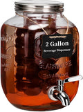 2 Gallon Drink Dispenser with 18/8 Stainless Steel Spigot, Sun Tea Glass Mason by Gasgimos