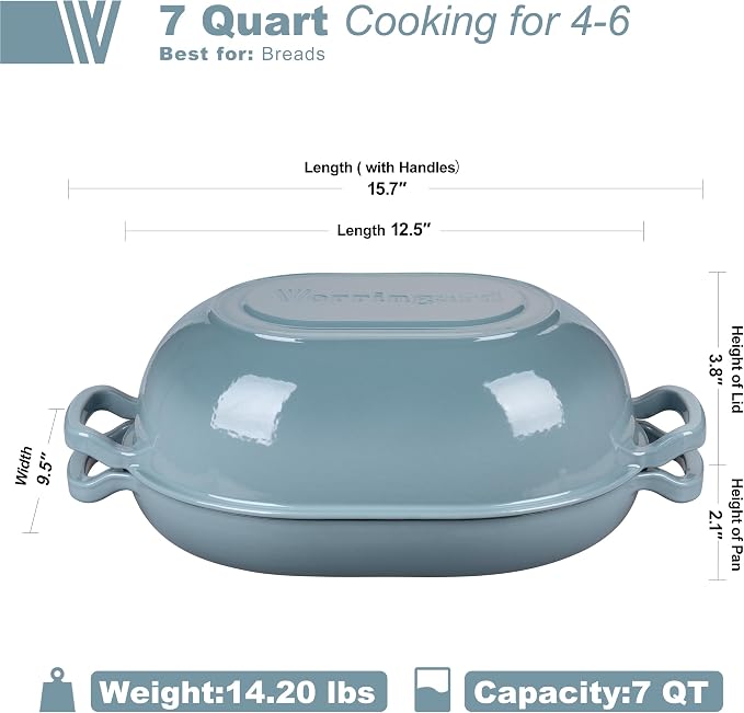 VORRINGARD Enameled Cast Iron Sourdough Bread Oven, Dutch Oven, Loaf Cast Iron - Image 2