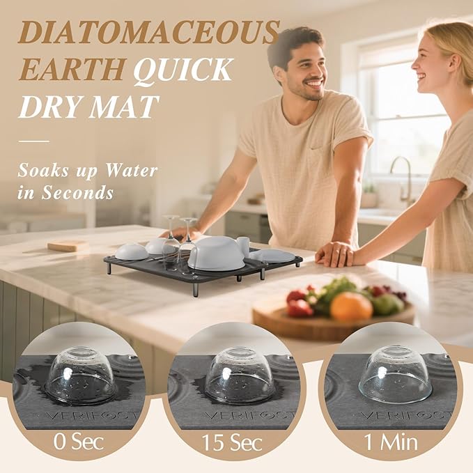 VERIFOST 2 Pcs Large Gray Stone Dish Drying Mat - Image 3