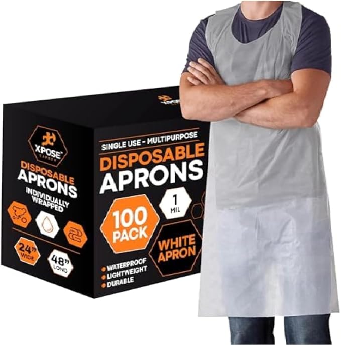 Xpose Safety 24, 000 White Plastic Disposable Aprons by XposeSafety