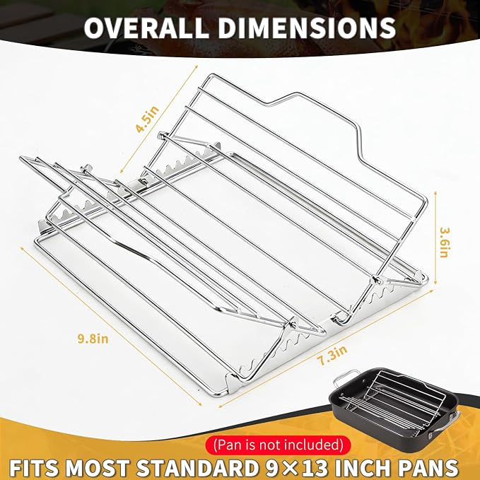 Roasting Rack for 9x13 Inch Pan, Adjustable Turkey Rack for Roasting Pan - Image 6