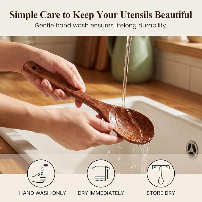 HANSGO Wooden Spoons for Cooking, 12Inch Wooden Spatula for Stirring Frying - Image 6