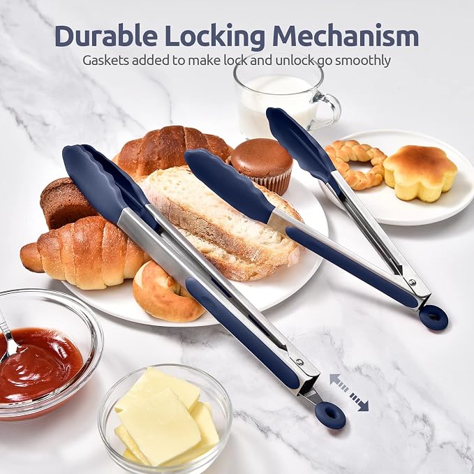 600ºF Heat Resistant Kitchen Tongs: U-Taste 9+12 inch Silicone Cooking Tong Set - Image 7