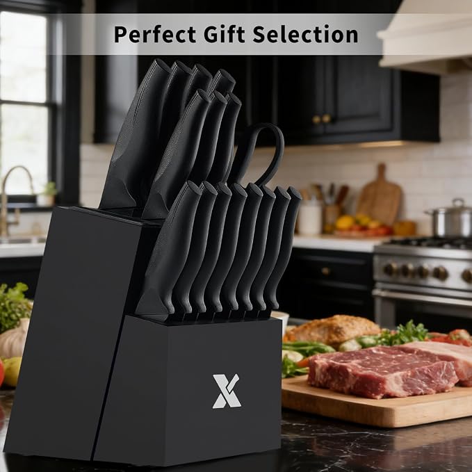 XANAPON 19-Piece Black Kitchen Knife Set - Image 5