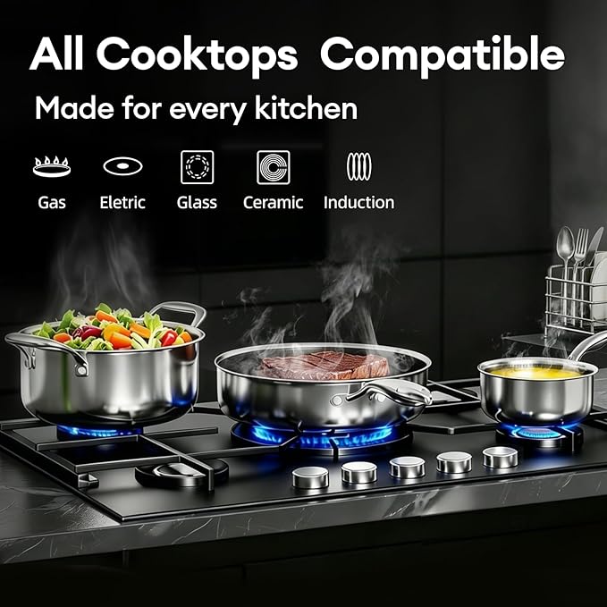COOKER KING Non Stick Pots and Pans Set, Frying Pans, Saute Pan & Stock Pot - Image 5