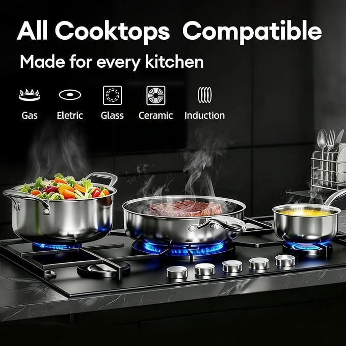 COOKER KING Stainless Steel 7PCS Cookware Set, Pots and Pans Set, Non Stick - Image 4