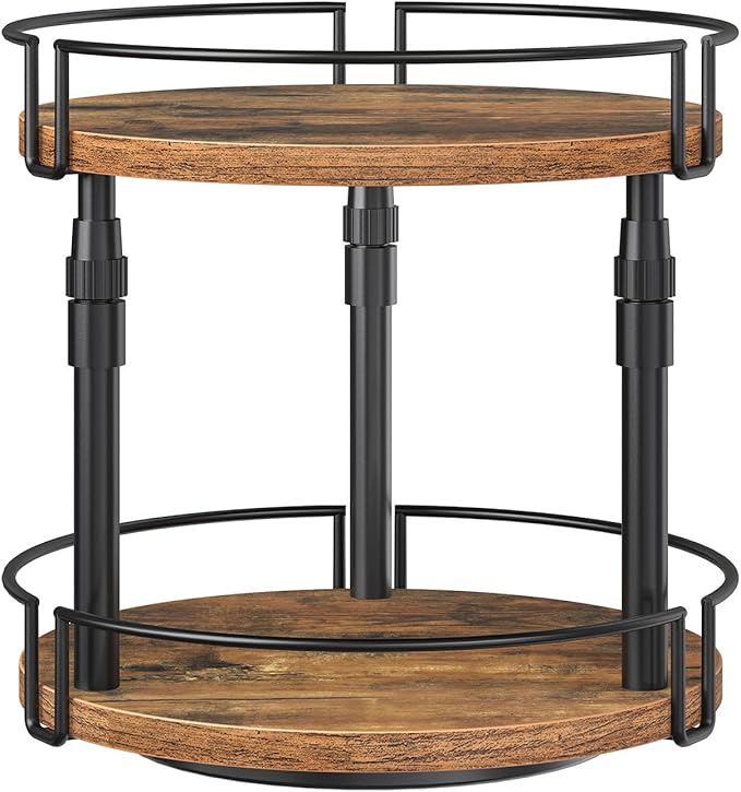 HOOBRO Lazy Susan Organizer Spice Rack, 2-Tier Height Adjustable Rotating Spice by HOOBRO