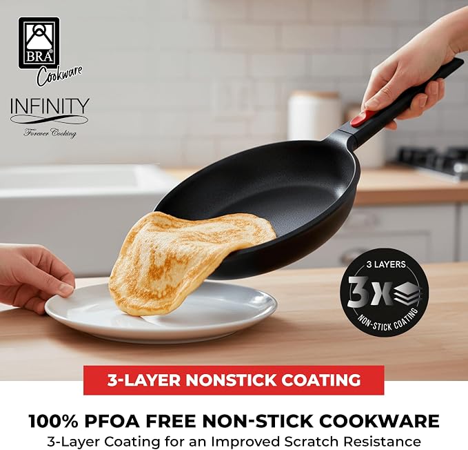 BRA COOKWARE Infinity 2-Piece Nonstick Frying Pan Set | 8 & 10.2 Inch Cast - Image 5