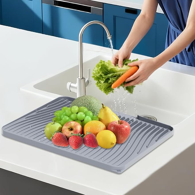 Silicone Dish Drying Mat for Kitchen Counter, Dish Drying Pad, Non-Slip Drain - Image 7