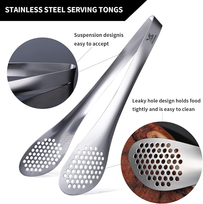 MSY BIGSUNNY 11Inch Kitchen Cooking Food Tongs Stainless Steel Buffet Tongs - Image 2