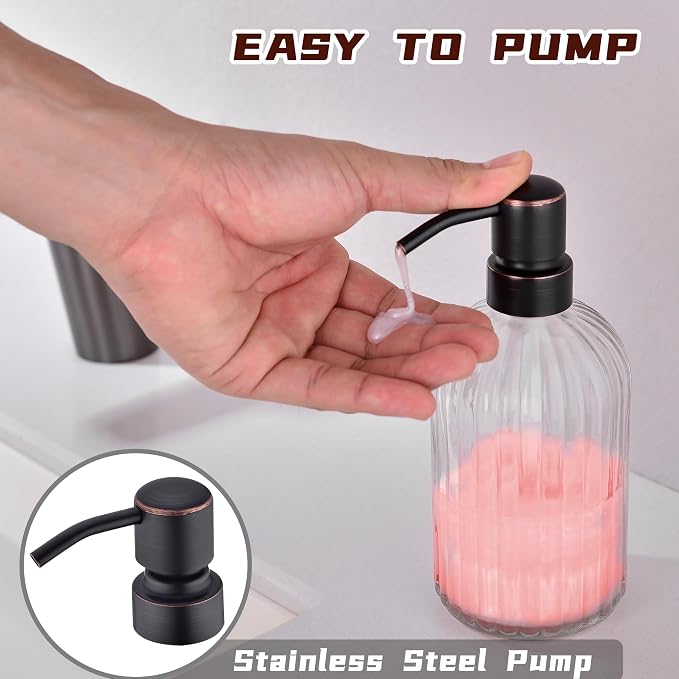 16Oz Clear Glass Soap Dispenser - Image 3