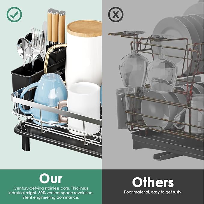 MOUKABAL Dish Drying Rack, Dish Rack, Stainless Steel Dish Racks - Image 4