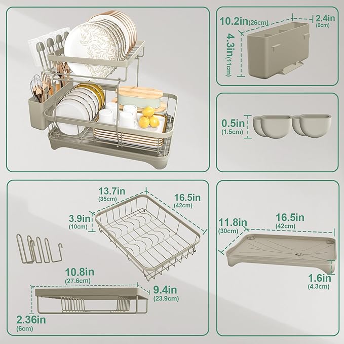 Dish Drying Rack, 2-Tier Dish Drying Rack - Image 2