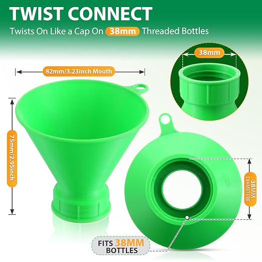 Threaded Funnel Easy Fill Funnel, Twist On Empty Spray Bottle Refill Adapter Fit - Image 2
