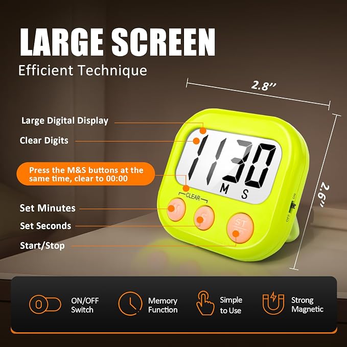 2 Pack Kitchen Timers Loud Ring Digital Timers - Image 3