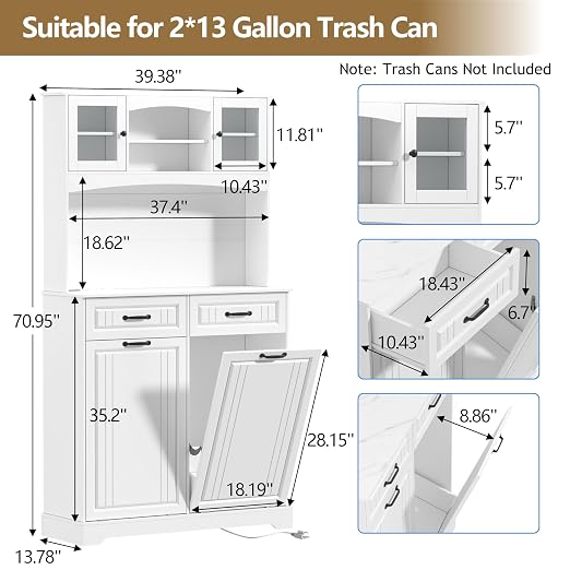 Double 13 Gallon Tilt Out Trash Can Cabinet - Image 6