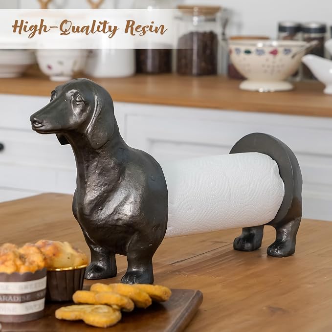 Vintage Dachshund Dog Paper Towel Holder Black Wiener Dog Tissue Towel Display - Image 6