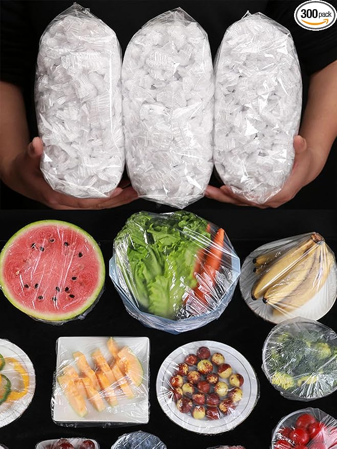 300PCS Elastic Food Covers Fresh Keeping Bags Disposable Stretchable Bowl by SAOYOAS