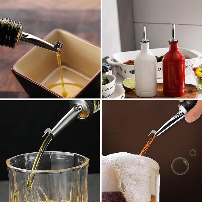 6 Pack Oil Pourers With Flip Top, Olive Oil Dispenser, Liquor Bottle Pourer - Image 5