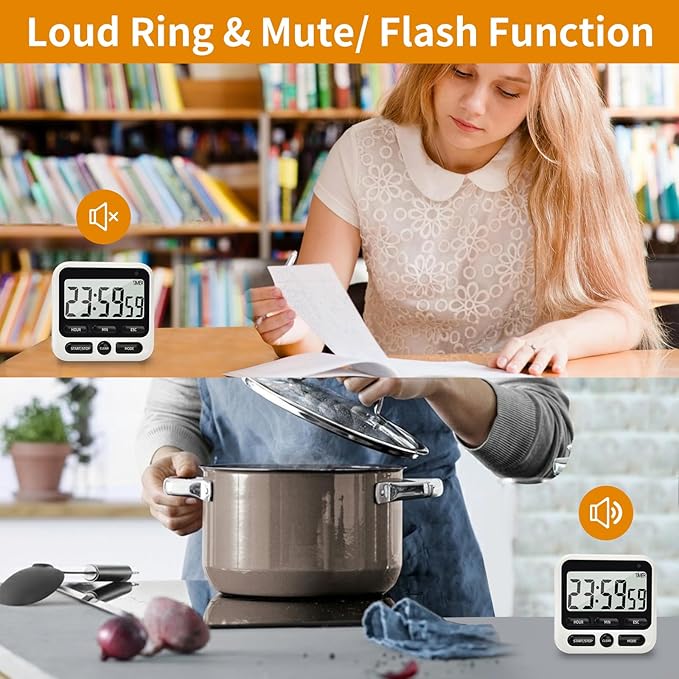 NKOVE Digital Kitchen Timer 24 Hour Clock and Alarm Function - Image 5