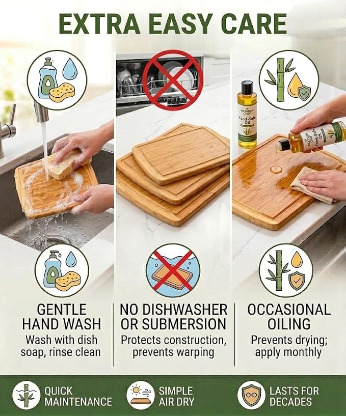 Greener Chef Luxury XL Bamboo Cutting Board Set of 3 - Image 8