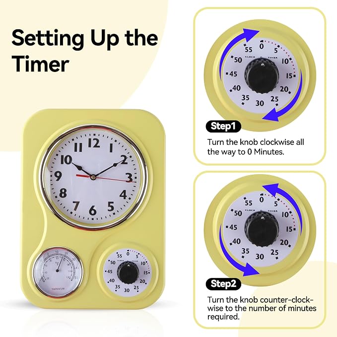 Lily's Home - 9.5 Inch x 12.5 Inch - Retro Kitchen Wall Clock, Vintage Wall - Image 6