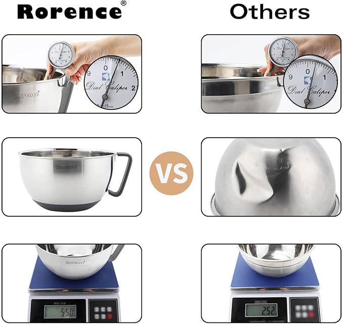 Rorence Mixing Bowls Set: Stainless Steel Non-Slip Bowls - Image 5