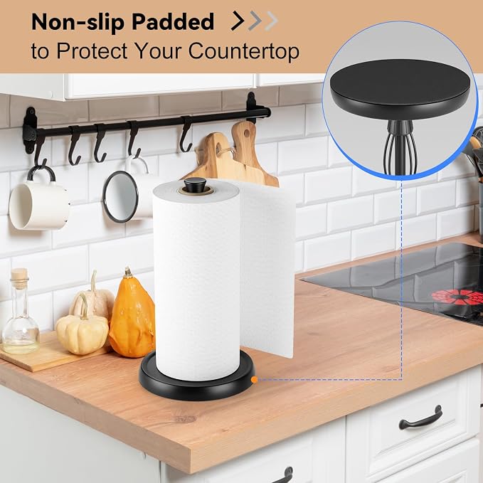 Countertop Paper Towel Holder, Premium Stainless Steel Kitchen Roll Holder - Image 4