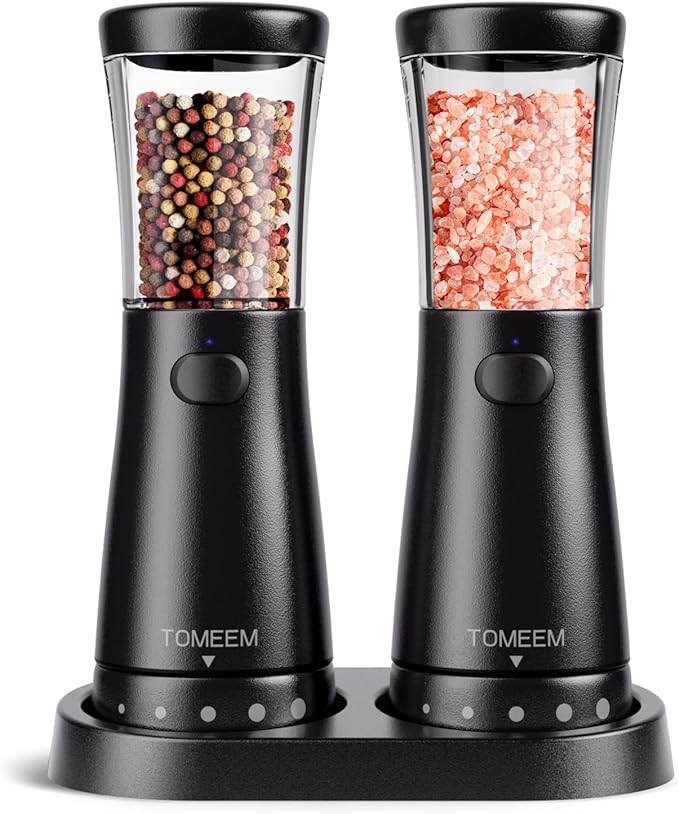 Electric Salt and Pepper Grinder Set by Tomeem