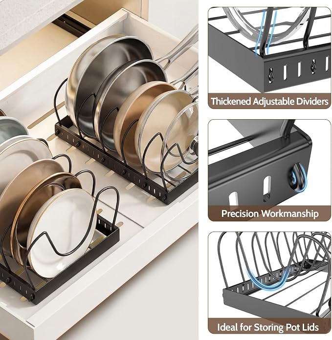 2PACK Pot Lid Organizers Inside Cabinet - Image 4