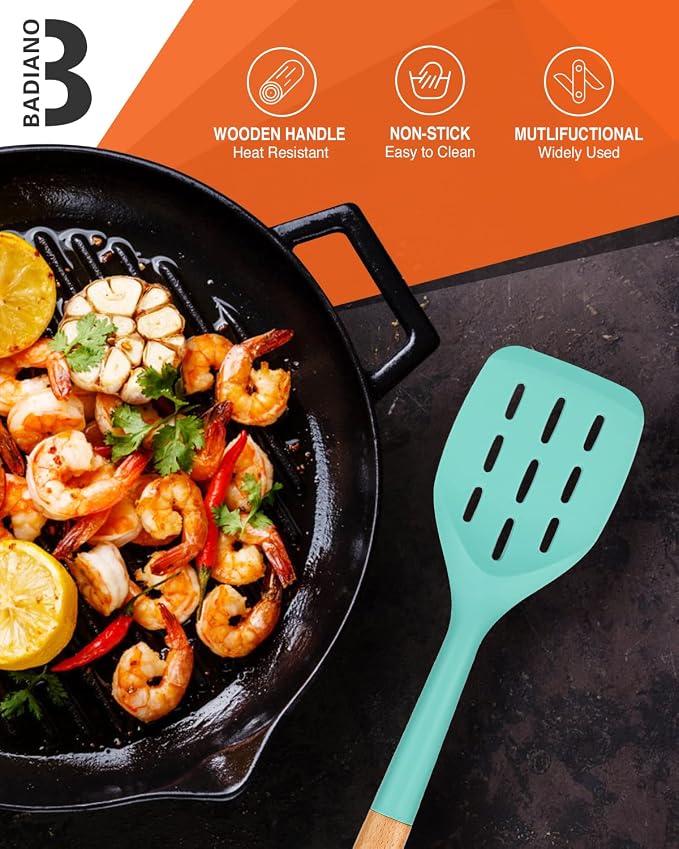 Pack of 2 Silicone Spatula, Non Stick Cooking Utensil Set Stainless Steel - Image 6