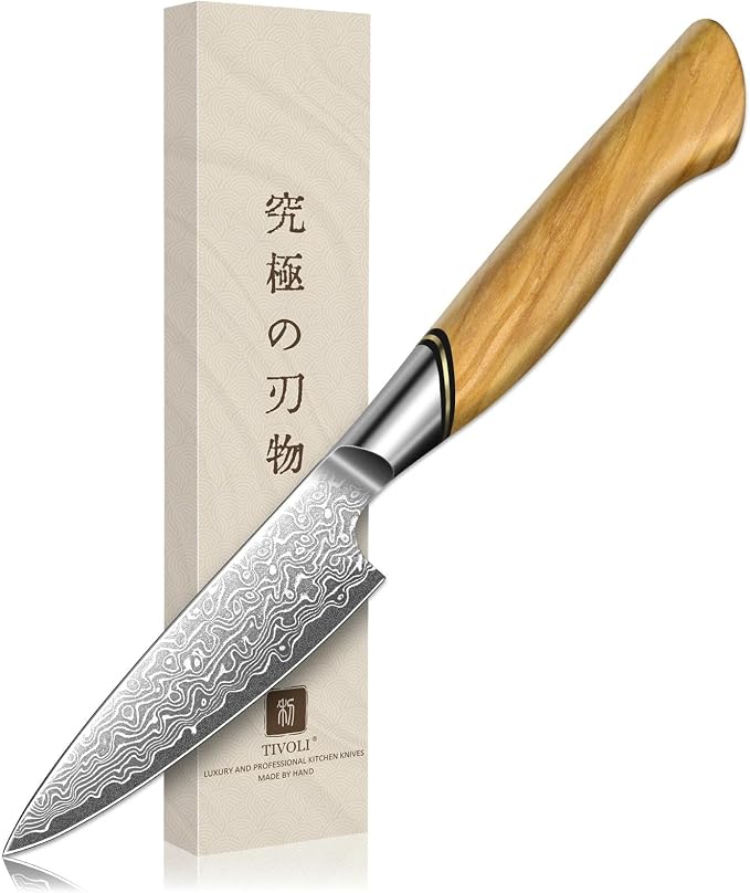 TIVOLI Damascus Paring Knife, VG-10 Fruit Knife by TIVOLI