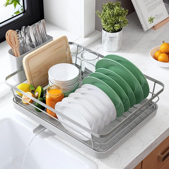 Kitsure Dish Drying Rack for Kitchen Counter, Stainless Steel Sink Organization by Kitsure