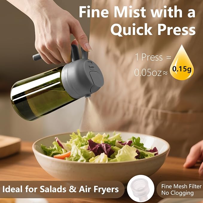 SWEET VIEW 2PCS Olive Oil Dispenser and Oil Sprayer – 16oz/470ml Glass - Image 3