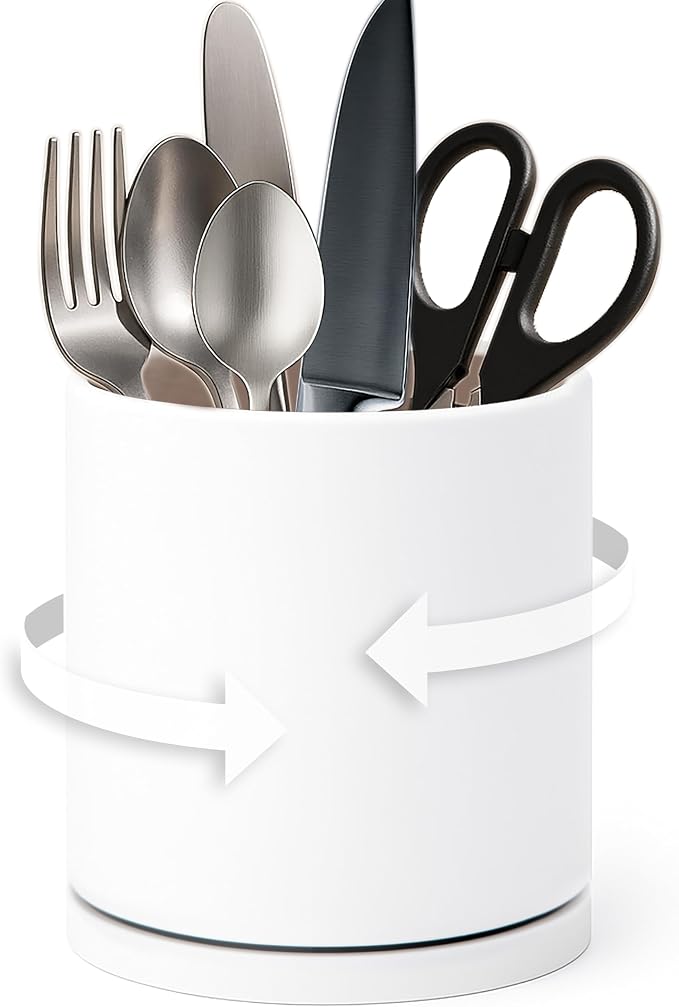 D'vine Dev 360° Rotating Utensil Holder – 5" Kitchen Utensil Crock by DvineDevPlanterPotsandStand