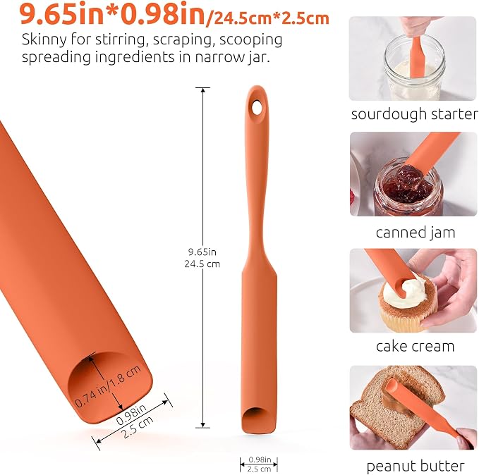 U-Taste Silicone Jar Spatula for Sourdough Starter: Long Skinny Food-Grade Jam - Image 2