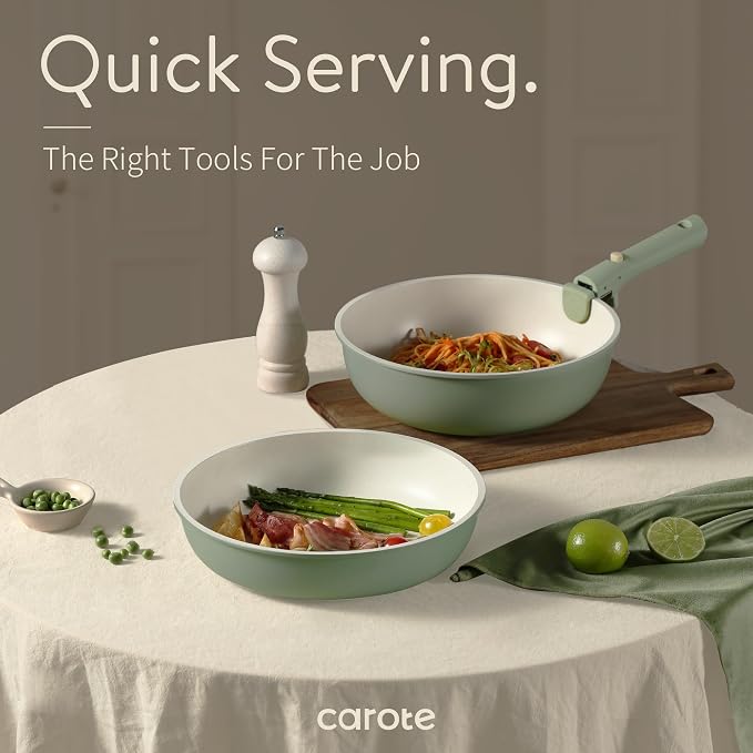 CAROTE Pots and Pans Set, Nonstick Cookware Set Detachable Handle, RV Cookware - Image 9