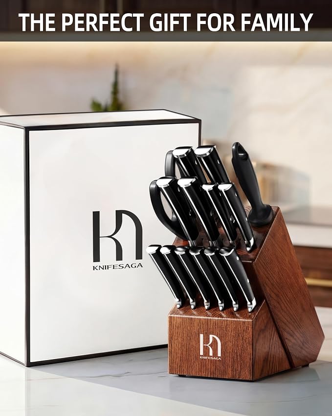 KnifeSaga Knife Set, Enduring Razor-Sharp High Carbon Stainless Steel Chef - Image 7