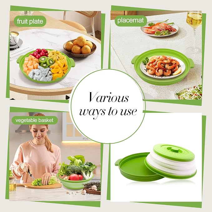 Microwave Splatter Cover 10.2 Inch, Collapsible Silicone Lid & Tray - Image 5