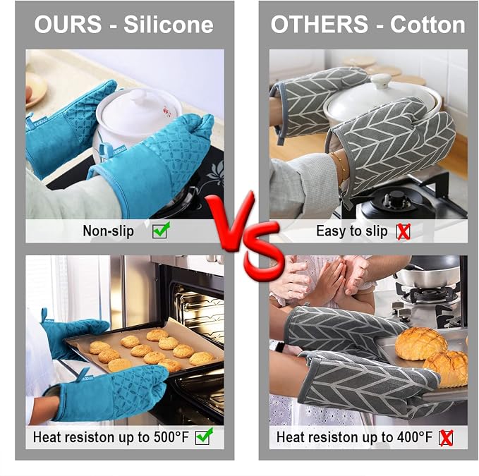 KEGOUU Oven Mitts and Pot Holders 6pcs Set, Kitchen Oven Glove High Heat - Image 5