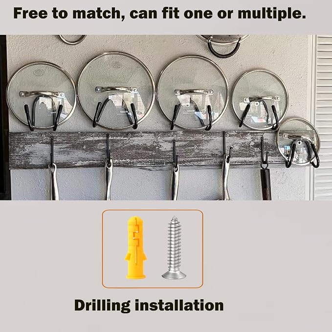 2 Pack Pot Lid Organizer Rack, No Drilling Adhesive Wall/Door Mounted Rustproof - Image 4