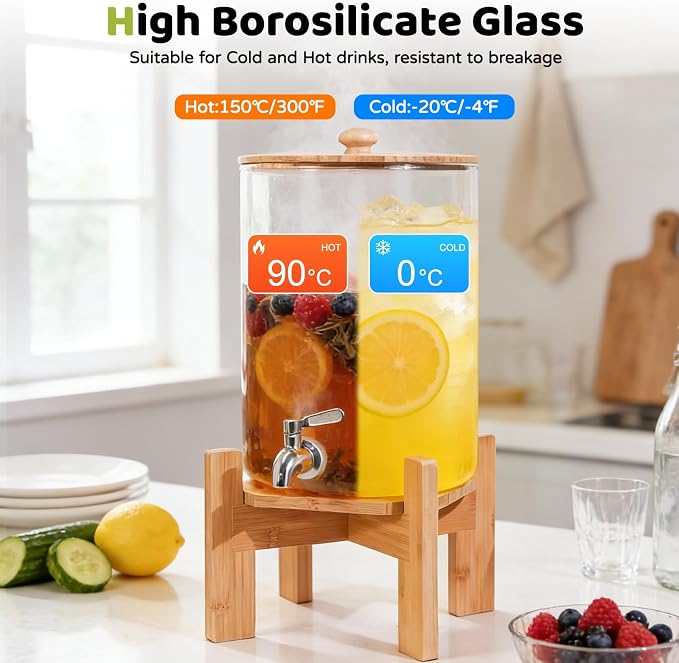 MOBYKE 2.2 Gallon Drink dispenser, Large Water Glass Beverage Dispenser - Image 6