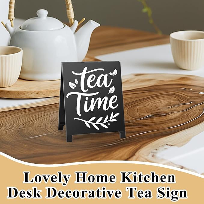 Tea Time Coffee Sign for Cafe Teas Bar Decor Signs Tea Coffee Station - Image 6
