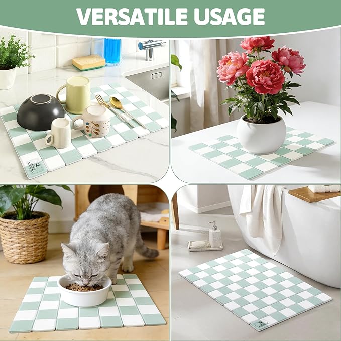 Yamaziot Stone Drying Mat for Kitchen Counter, Quick-Dry Diatomaceous Earth Mat - Image 8