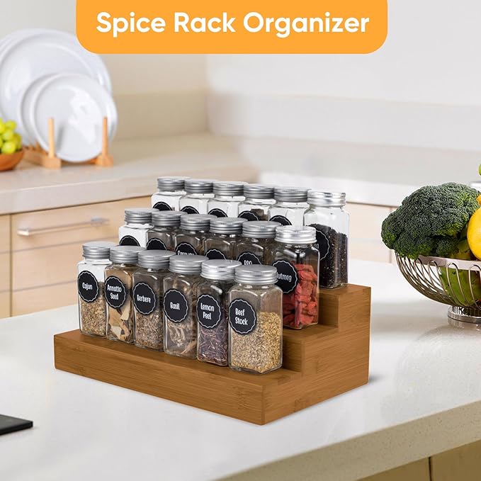 Bamboo Spice Rack Organizer for Cabinet 2 Pack - Image 4
