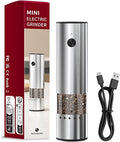 Mini Electric Salt and Pepper Grinder Stainless steel, USB Rechargeable by TNUMDRT