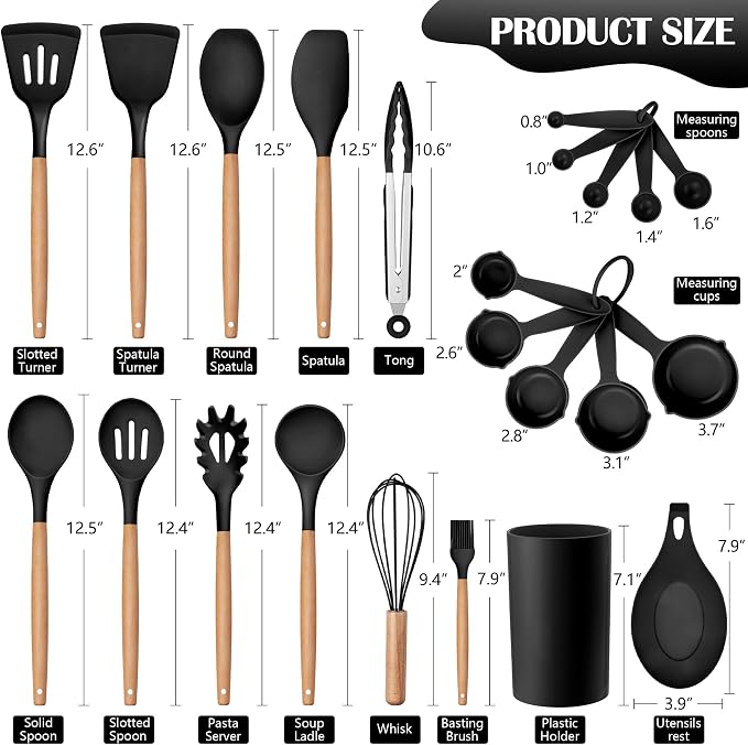 HaWare Kitchen Cooking Utensils Set, 23-Piece Silicone Kitchen Utensils Spatula - Image 2