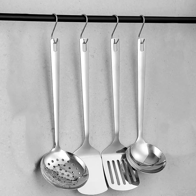 Stainless Steel Kitchen Utensils Set, 4-Piece – Slotted Turner, Solid Turner - Image 7