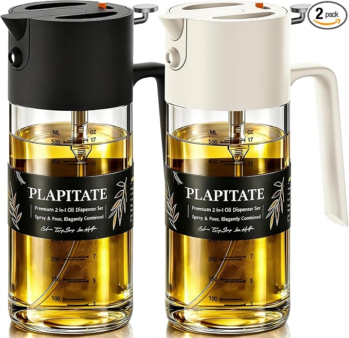 PLAPITATE 2Pcs 17oz Premium Olive Oil Sprayer by PLAPITATE