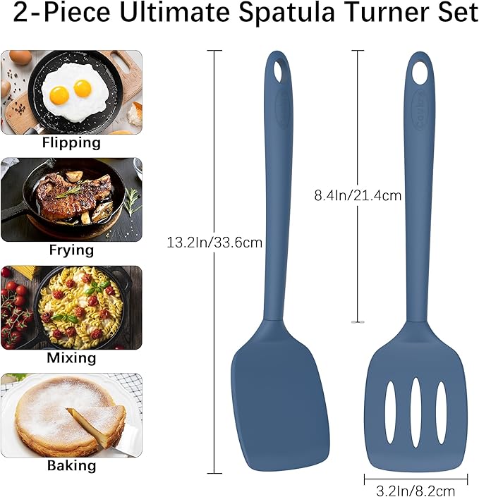 Coukre 2 Pack Silicone Spatula Set, High Heat Resistant, BPA Free Kitchen - Image 6